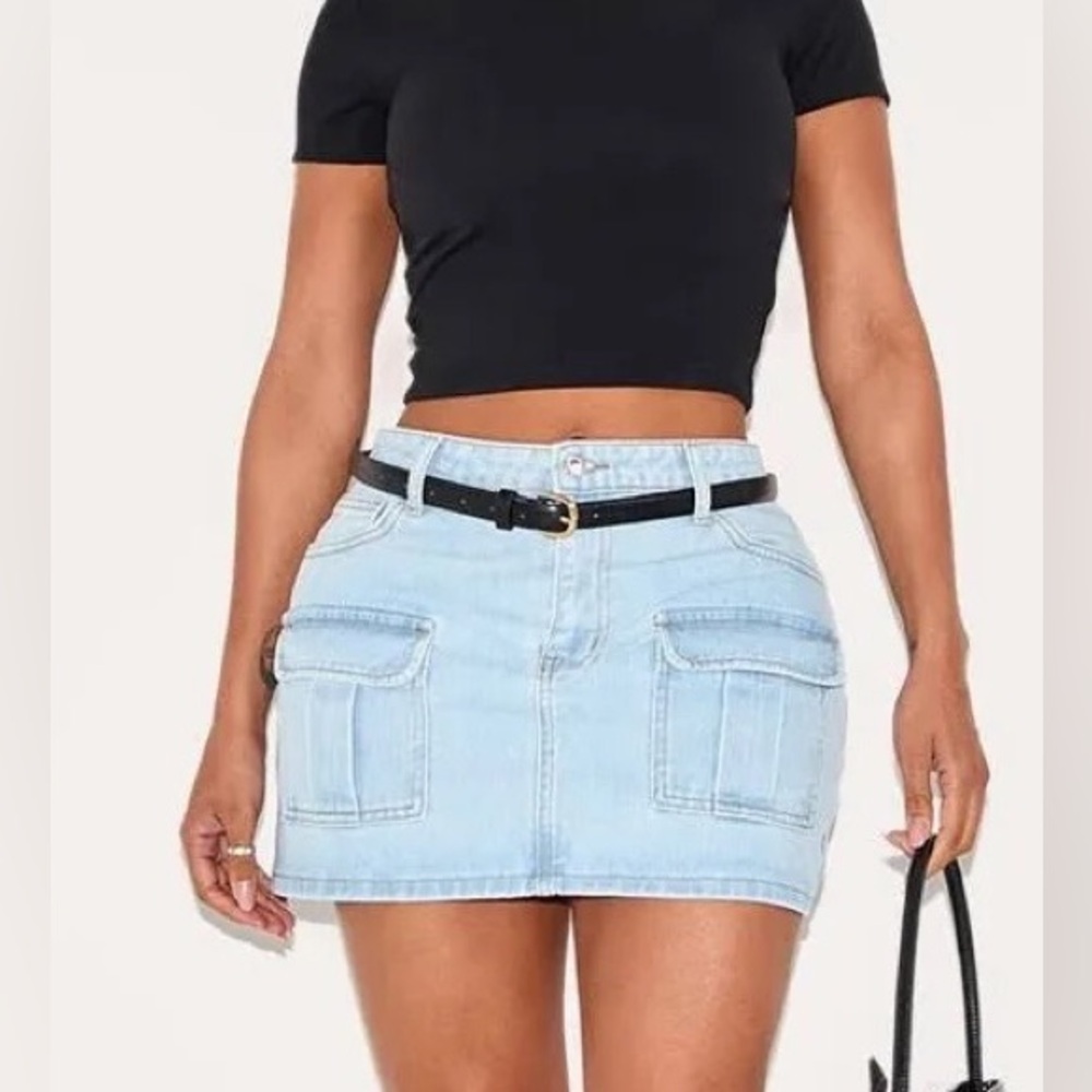Light Blue Denim Mini Skirt